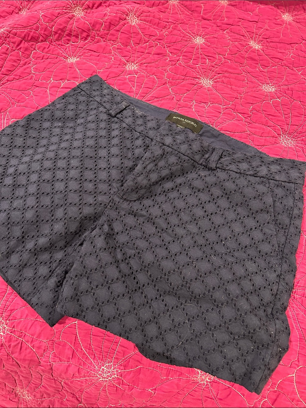 Banana Republic Factory Navy Eyelet Quilted Shorts